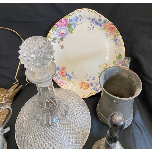 267 - Large selection of miscellaneous includes Ships decanter, Bells, oil lamps etc