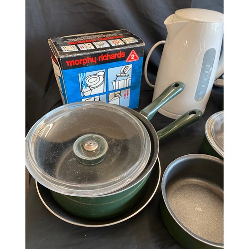 279 - Selection of kitchenalia to include kettles, Tefal pots and pans etc