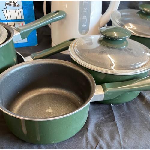 279 - Selection of kitchenalia to include kettles, Tefal pots and pans etc