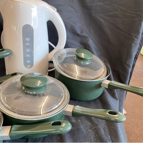 279 - Selection of kitchenalia to include kettles, Tefal pots and pans etc