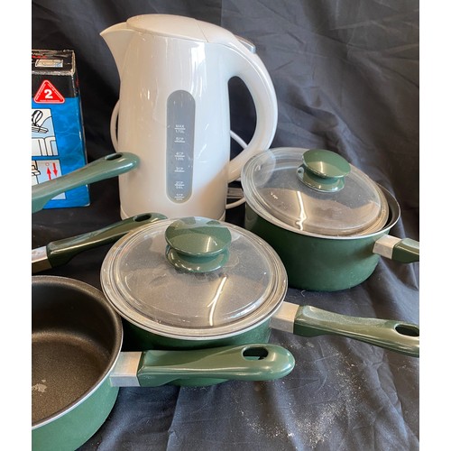 279 - Selection of kitchenalia to include kettles, Tefal pots and pans etc