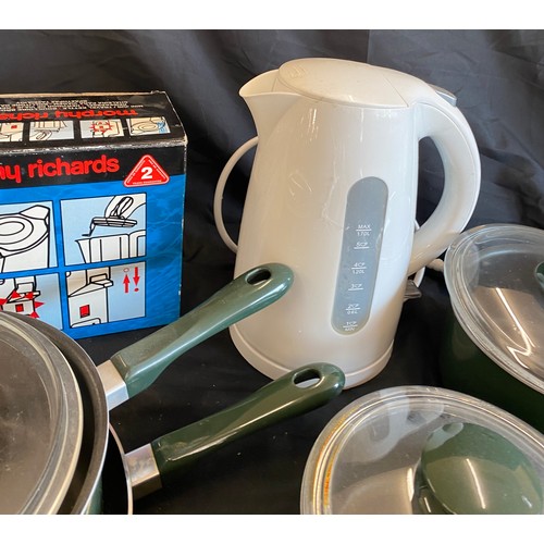 279 - Selection of kitchenalia to include kettles, Tefal pots and pans etc