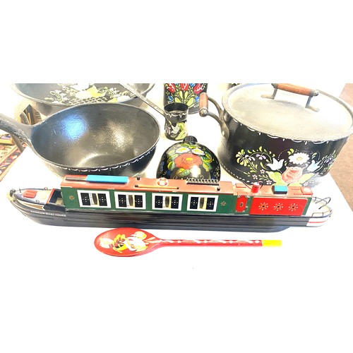 179 - Large selection of assorted Bargeware includes narrowboat tea pot etc 9 items in total