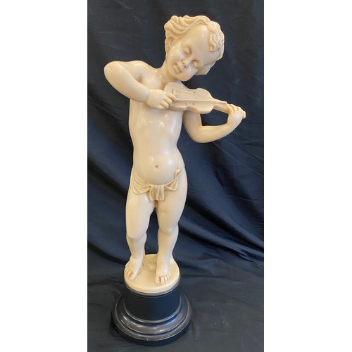 73 - Vintage resin Cherub on plinth, approximate height 22 inches