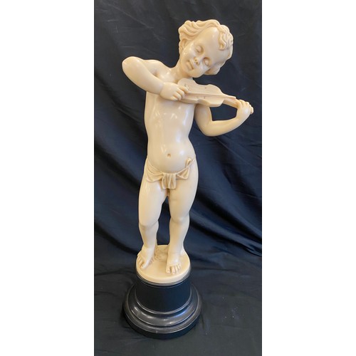 73 - Vintage resin Cherub on plinth, approximate height 22 inches