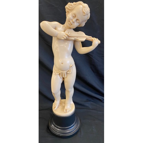 73 - Vintage resin Cherub on plinth, approximate height 22 inches