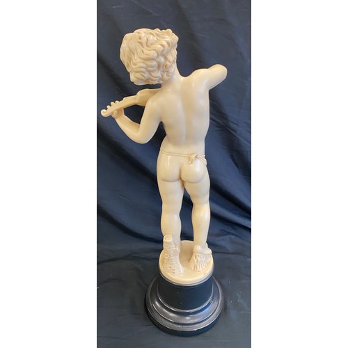 73 - Vintage resin Cherub on plinth, approximate height 22 inches