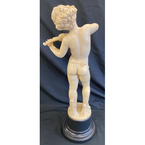 73 - Vintage resin Cherub on plinth, approximate height 22 inches