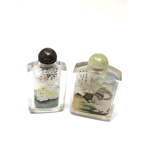 549 - 2 Vintage  Chinese Inside Reverse Hand Painted Glass Perfume Snuff Bottles