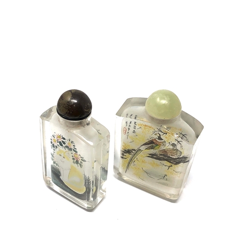 549 - 2 Vintage  Chinese Inside Reverse Hand Painted Glass Perfume Snuff Bottles