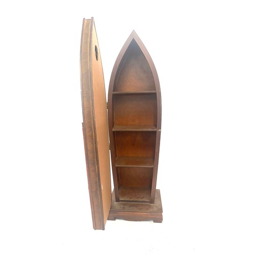 207 - Cased ships knots display cabinet/ clock in the shape of a boat measures approx 32 inches tall 8 inc... 