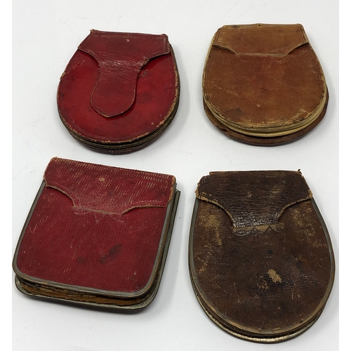 552 - 4 Antique French 18th /19th century memorial picture leather purses