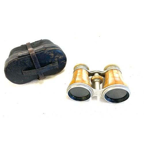 430 - Cased Mother of pearl extending binoculars