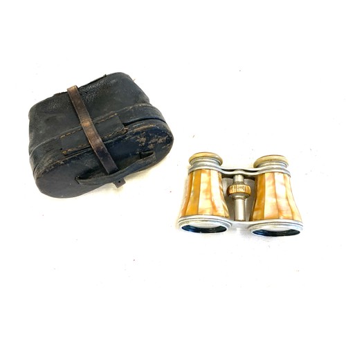 430 - Cased Mother of pearl extending binoculars