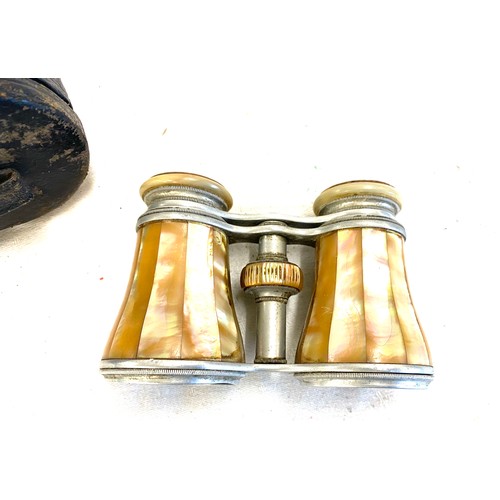 430 - Cased Mother of pearl extending binoculars