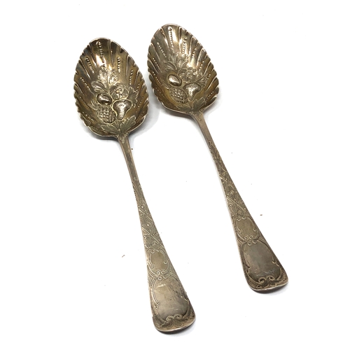 46 - Pair of georgian silver berry serving spoons London silver hallmarks weight 104g