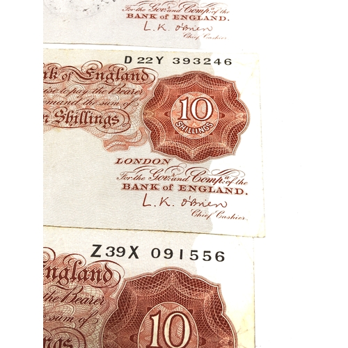 595 - 5 Ten Shilling Banknotes Cashier L.K. O'Brien