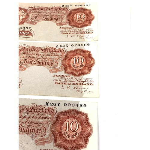 595 - 5 Ten Shilling Banknotes Cashier L.K. O'Brien