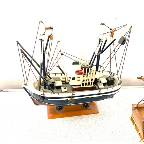 93 - Selection of 3 ship galleon models with a framed knot display