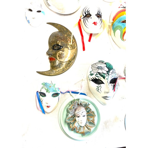 216 - Large selection of assorted decorative face masks includes Metal and Pot