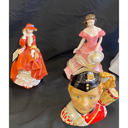 91 - Royal Doulton Figures includes Drummer boy, Amy HN3854,  Top o The Hill HN4778 and Abigail HN4044