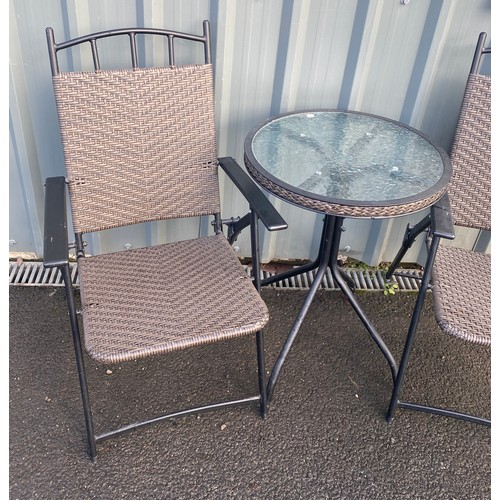 100M - Rattan Glass topped folding bistro set