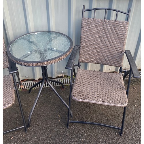 100M - Rattan Glass topped folding bistro set