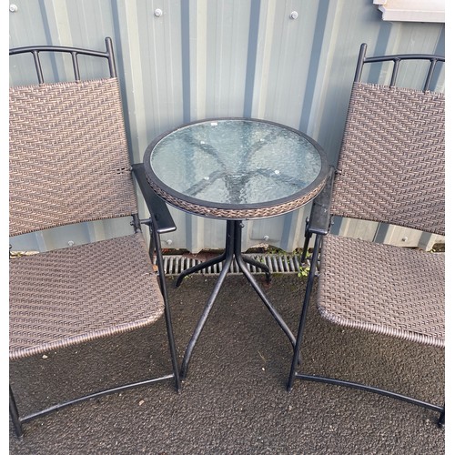 100M - Rattan Glass topped folding bistro set