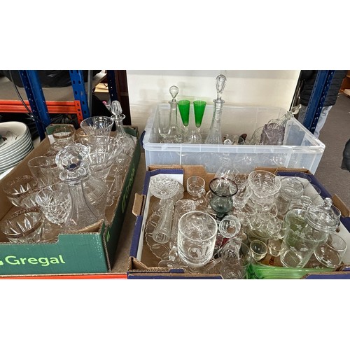 394 - Large selection of assorted crystal glassware includes decanters etc