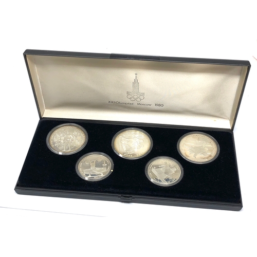 597 - Boxed set of silver 1980 moscow XX11 Olympiad coins