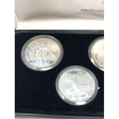 597 - Boxed set of silver 1980 moscow XX11 Olympiad coins