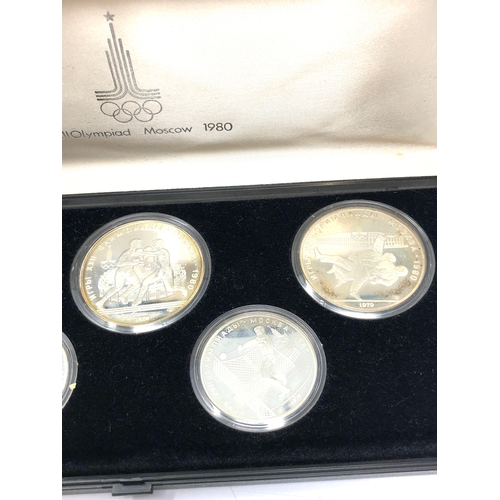 597 - Boxed set of silver 1980 moscow XX11 Olympiad coins