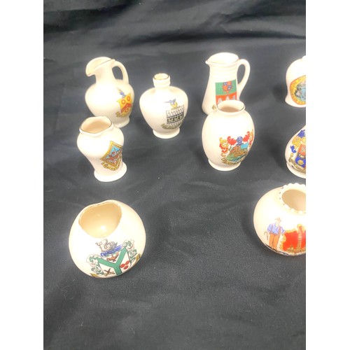 110 - Arcardian crested china to include Twickenham, Bromley, Crawley, Charterhouse, Upwey etc