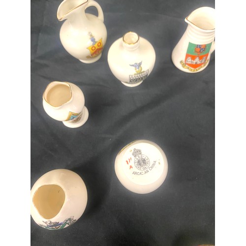 110 - Arcardian crested china to include Twickenham, Bromley, Crawley, Charterhouse, Upwey etc