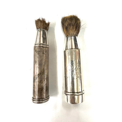 434 - 2 Hallmarked Georgian sterling silver travelling shaving brushes