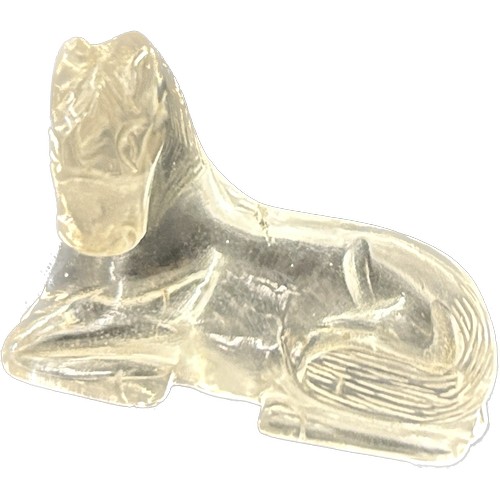 443 - Antique Chinese rock crystal carving of a horse approximate measurement 3.5 by 4 cm