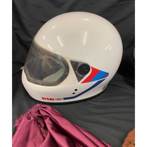 247 - 2, full face crash helmets, sizes Large, black helmet has lost protective insulation