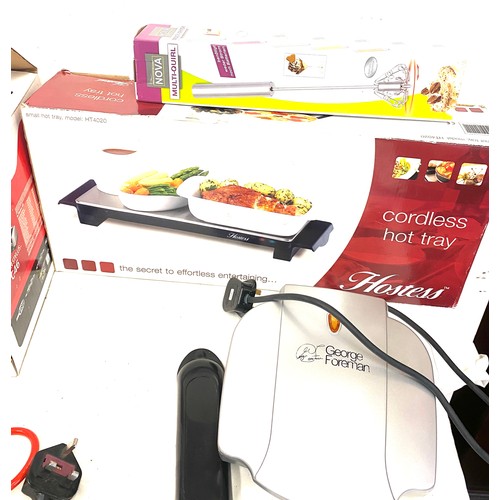 328 - Hostess cordless hot tray, Nescafe dolce gusto machine, George Foreman small grill, hand whisk, Epso... 