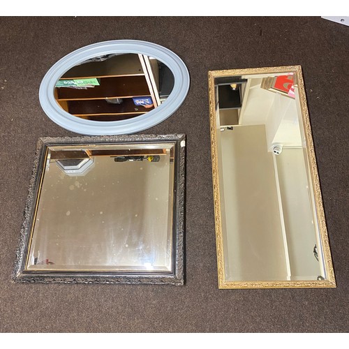 242 - 3 framed mirrors, largest measures approx 28 inches by 17 inches