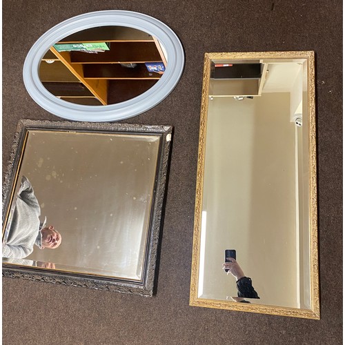 242 - 3 framed mirrors, largest measures approx 28 inches by 17 inches