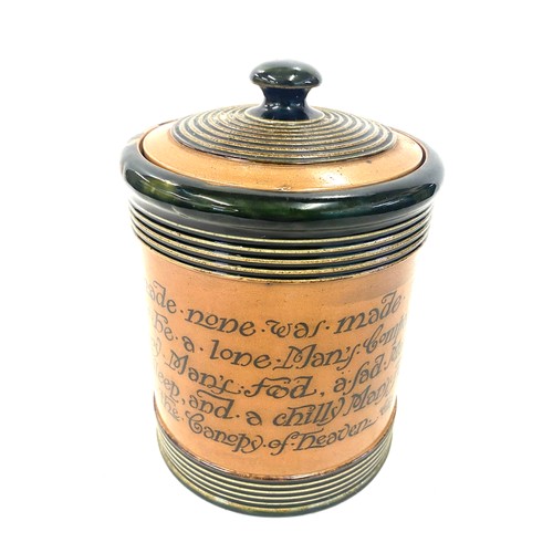 391 - Vintage Royal Doulton motto ware tobacco jar, height 6 inches diameter 6 inches