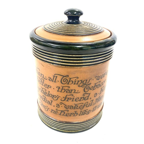 391 - Vintage Royal Doulton motto ware tobacco jar, height 6 inches diameter 6 inches