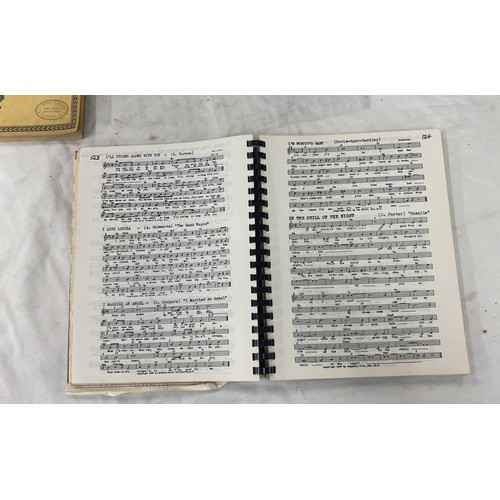 166 - Selection of vintage sheet music and a music stand