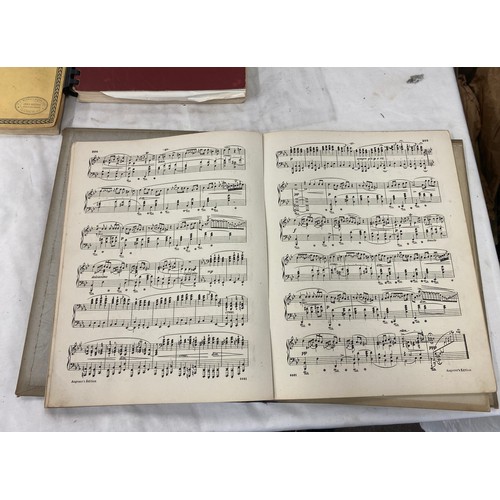 166 - Selection of vintage sheet music and a music stand