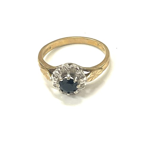 491 - 9ct Gold Sapphire and diamond set dress ring, ring size J/K total weight 2grams