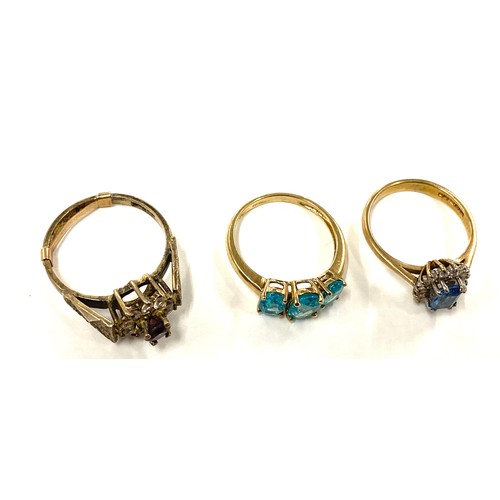 493 - Selection of three 9ct gold gemset rings total weight 6.9grams