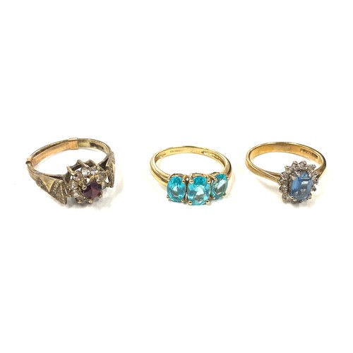 493 - Selection of three 9ct gold gemset rings total weight 6.9grams