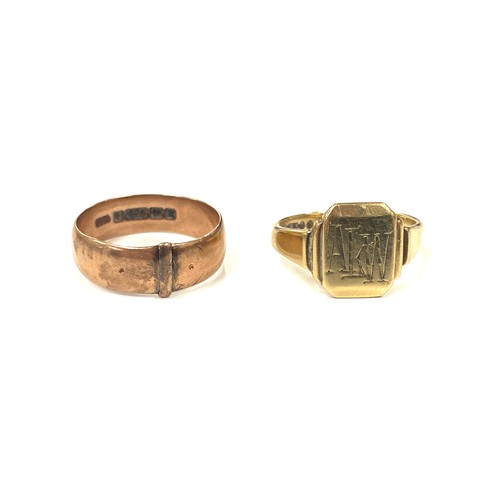 490 - Two 9ct gold antique rings A/F total weight 9.6grams