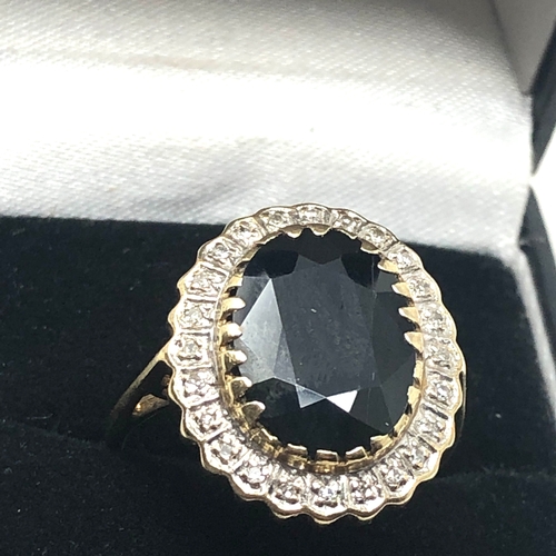 54 - large 9ct gold diamond & sapphire ring weight 4.5g