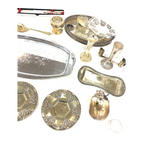 237 - Large selection of silver plated/ metal ware includes a silver handled bread knife etc